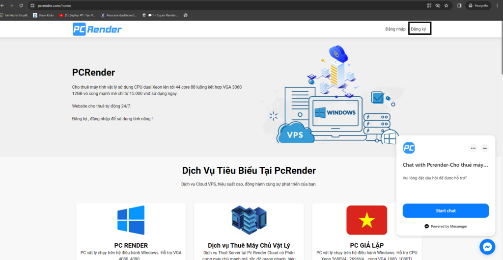 Hướng dẫn sử dụng dịch vụ thuê máy tính tại PCRENDER